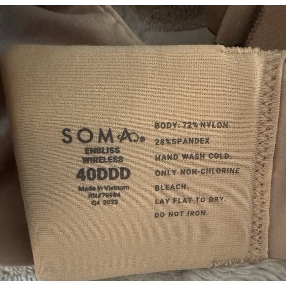 SOMA ENBLISS Wireless Bra Porcelain Size 40 DDD - Picture 5 of 5